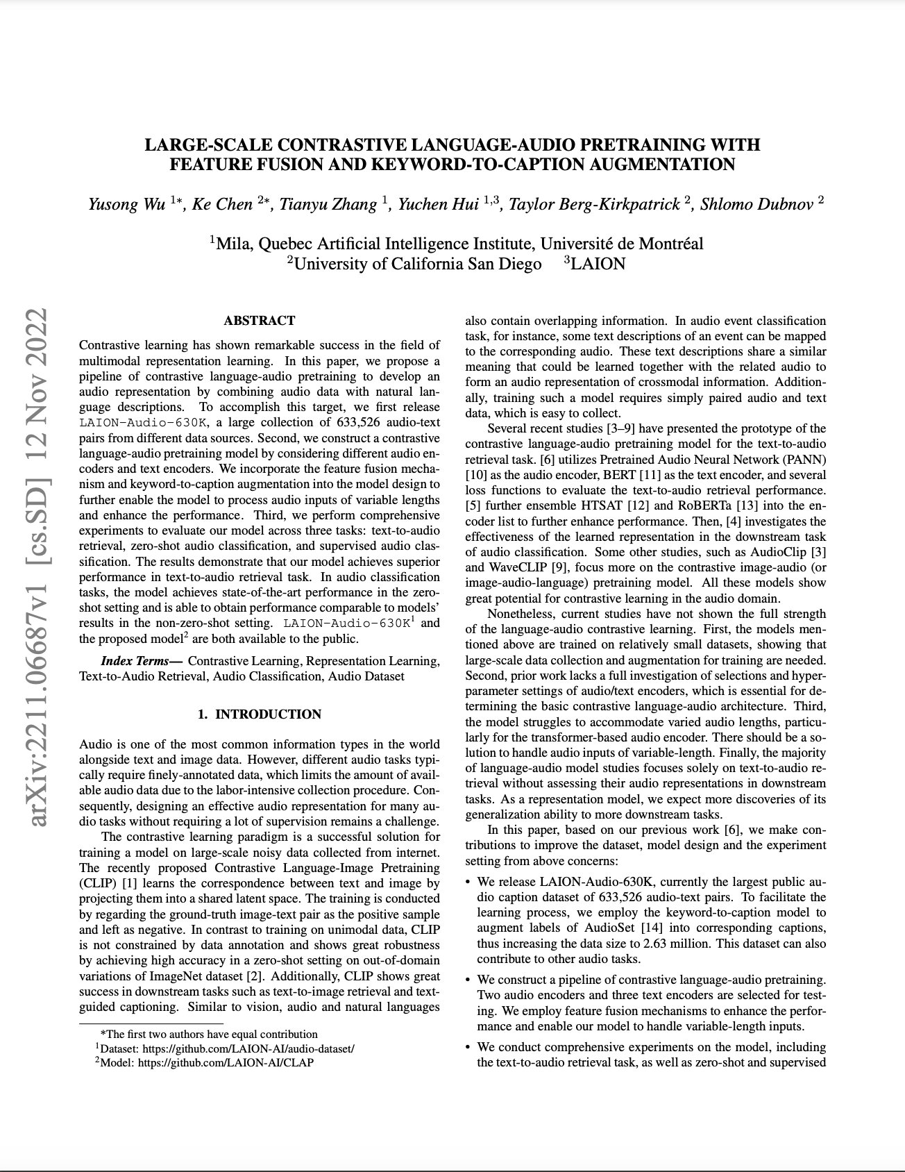 Contrastive Language-Audio Pretraining with Feature Fusion