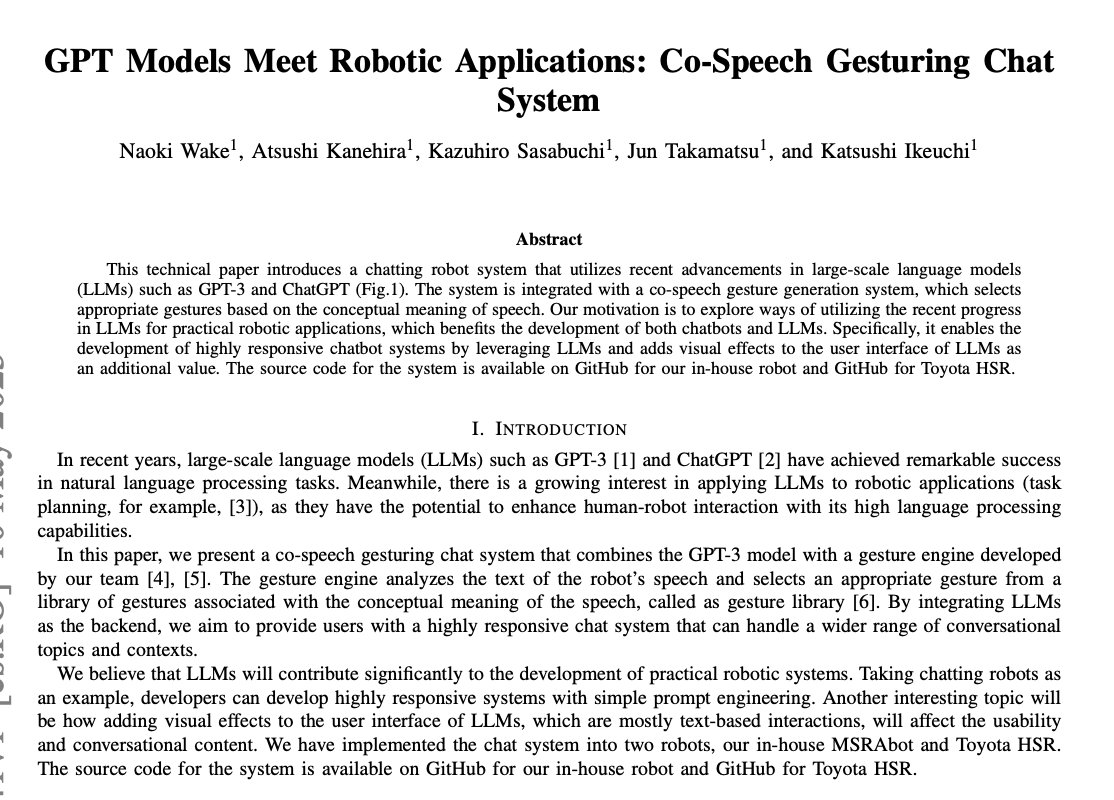 GPT Models Meet Robotic Applications: Co-Speech Gesturing Chat System