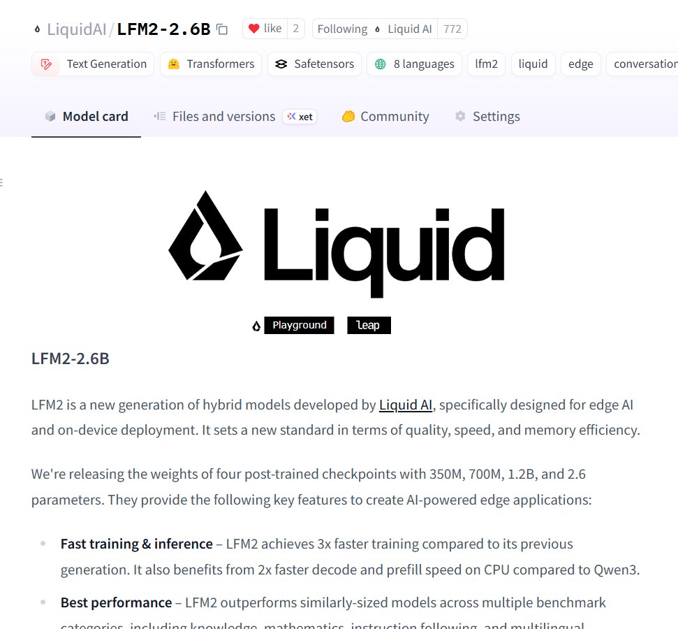 LFM2 Releases Efficient 2.6B Model Outperforming Larger Models