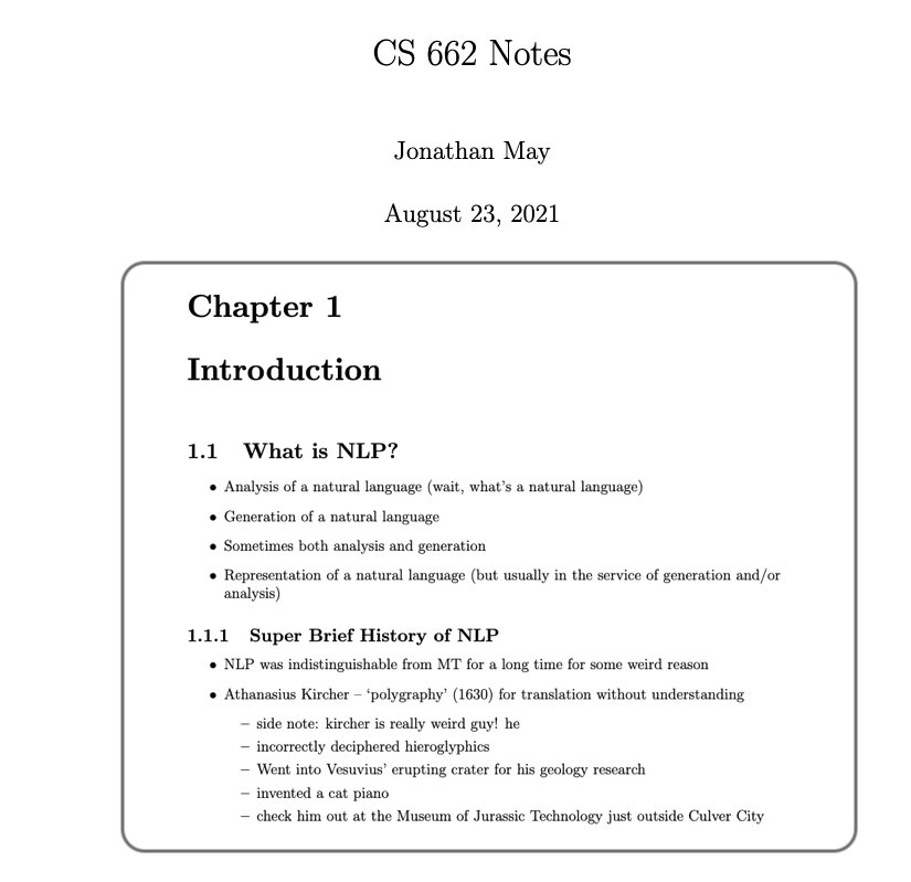 Advanced Natural Language Processing Class Notes from USC