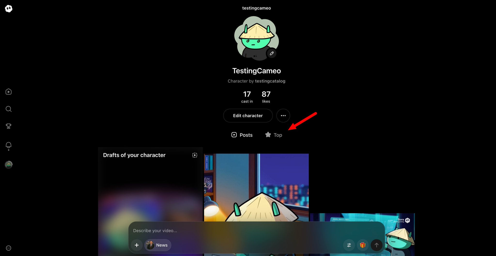 Feature update: Filtering posts for characters on Sora