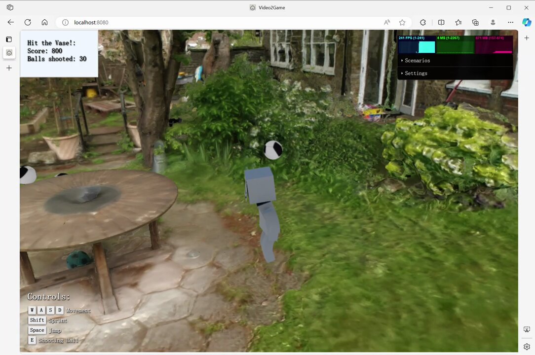 Video to Game: Interactive 3D Environments from Single Videos