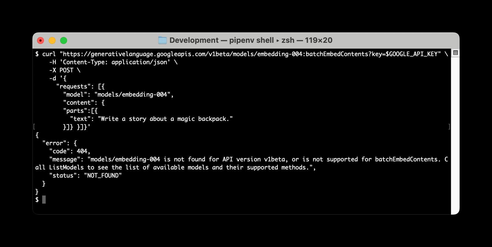 Calling the New Embedding Model REST API Documentation