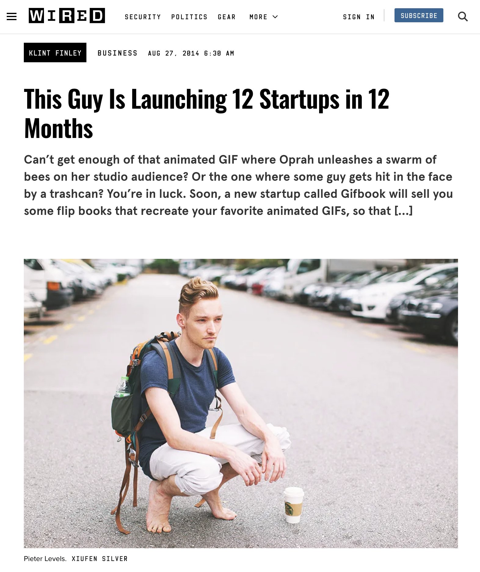 First WIRED Interview on My 12 Startups Project