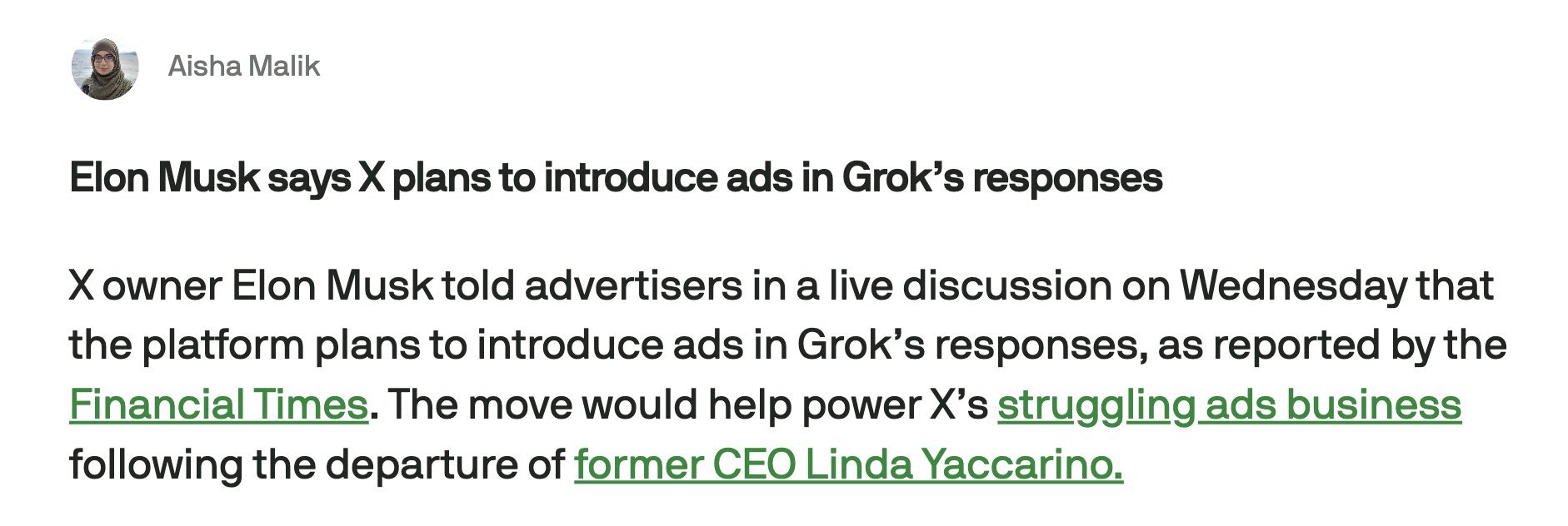 xAI Plans to Introduce Ads in Grok Responses