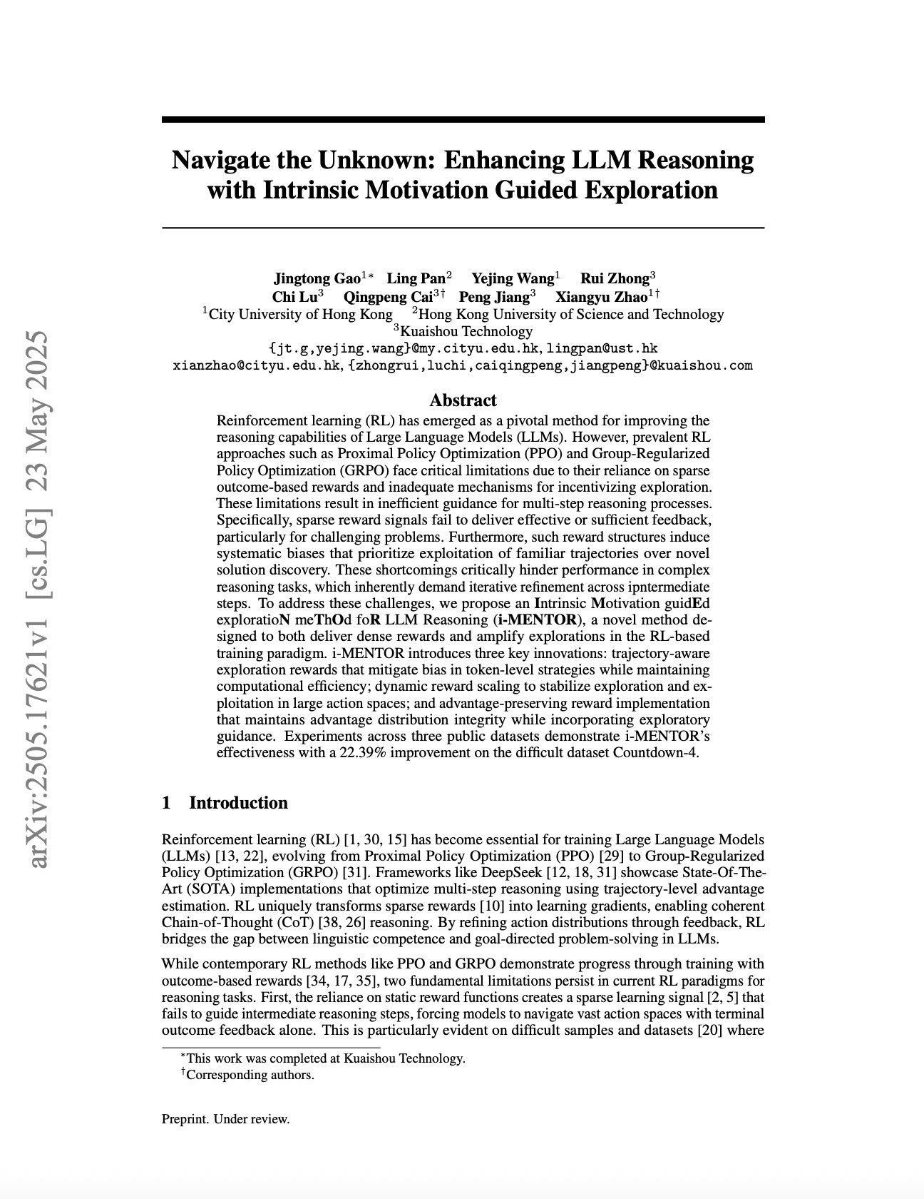 Enhancing LLM Reasoning Through Intrinsic Motivation Exploration