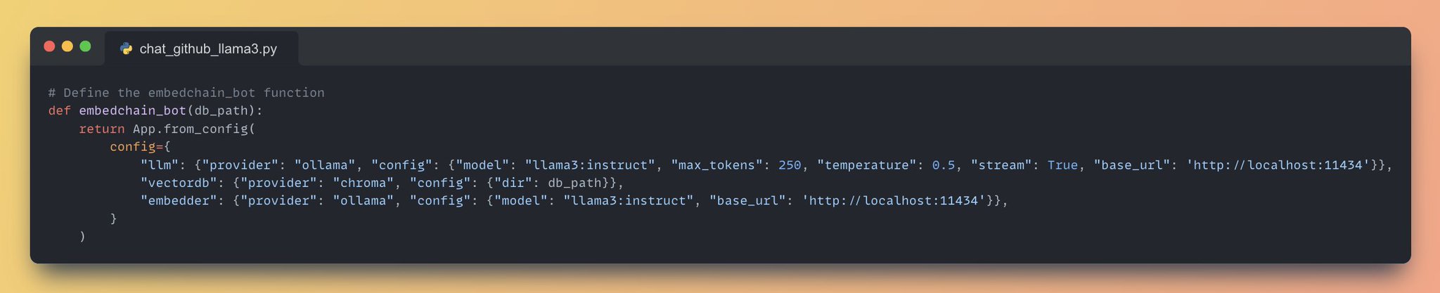Configure Embedchain App with Llama-3 and Chroma Database