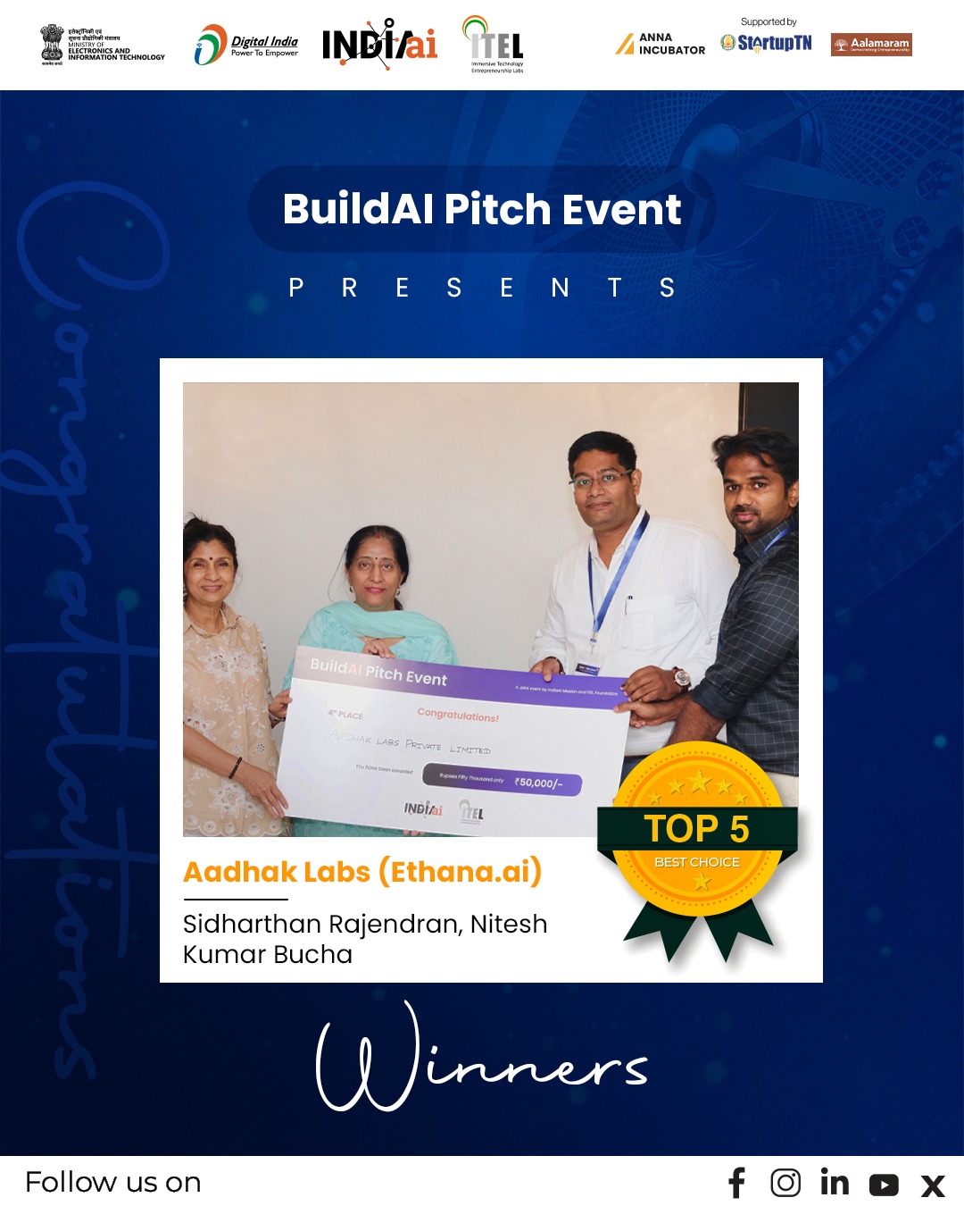 Aadhak Labs Wins Top 5 Deep-Tech Startup at BuildAI Pitch Event
