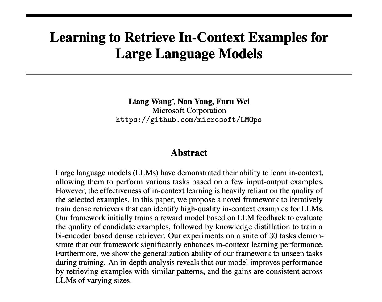 Learning to Retrieve In-Context Examples for Large Language Models