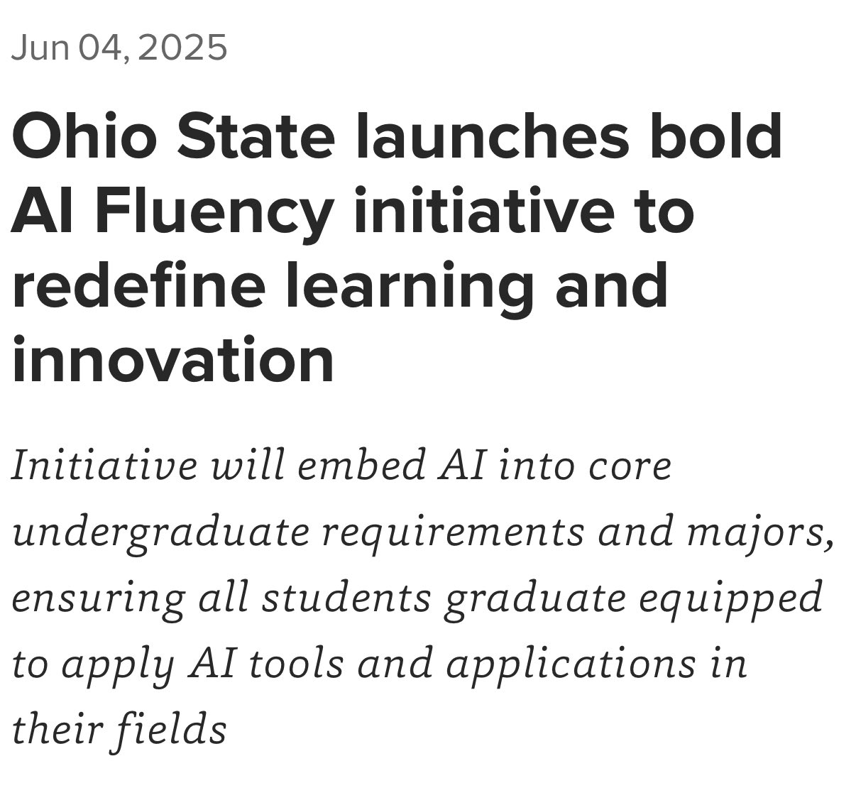 Ohio State Launches AI Fluency Initiative for All Undergraduates