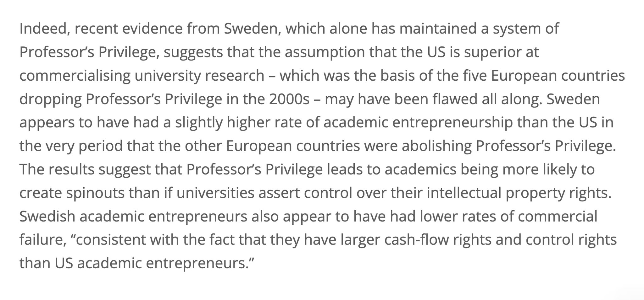 Sweden’s Professor’s Privilege stance yields strategic benefits