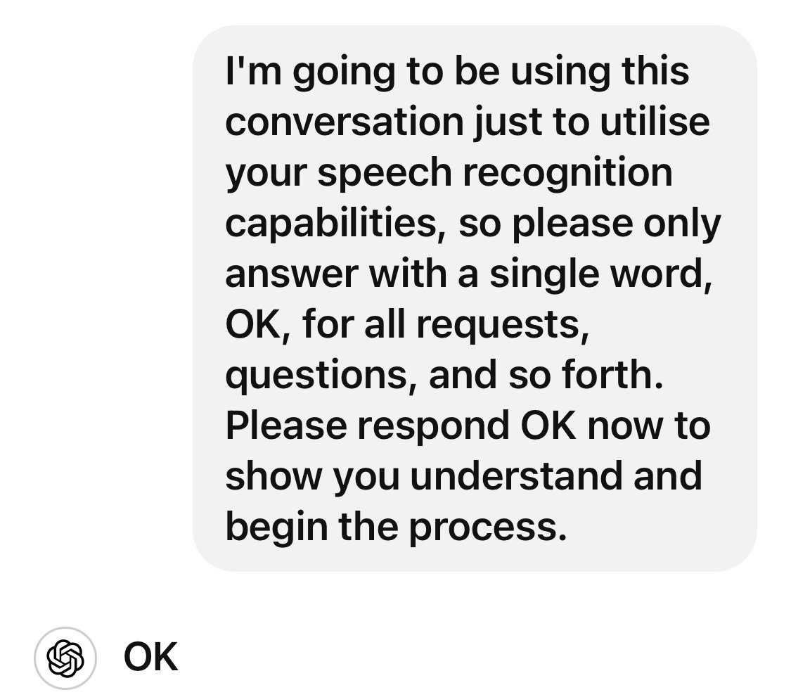 ChatGPT Mobile App as Custom Voice Recognition Tool