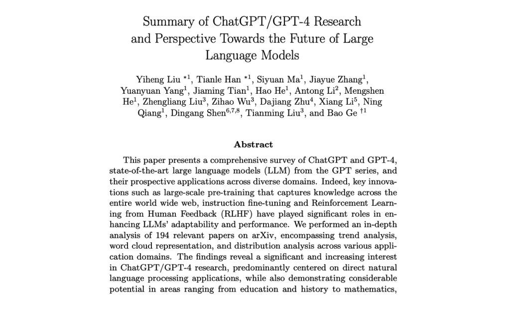 ChatGPT and GPT-4 Research Overview: Applications and Analysis