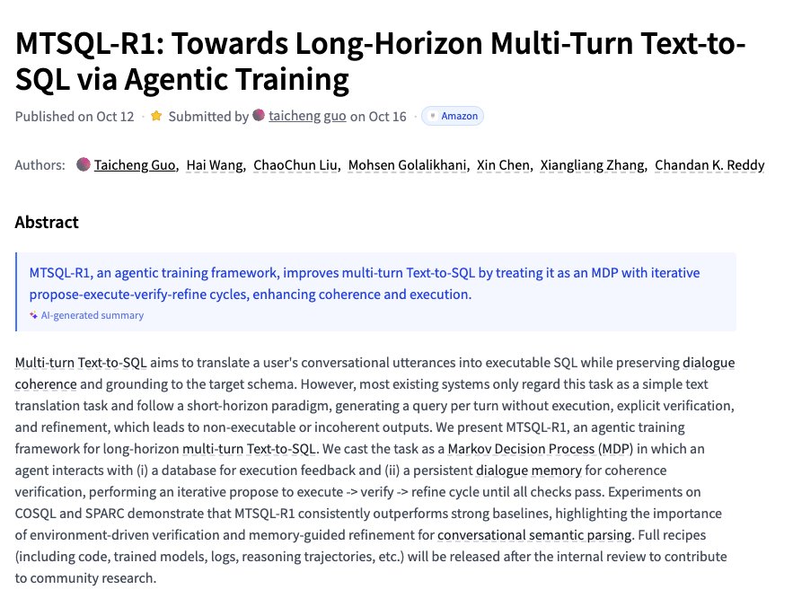 Multi-Turn Text-to-SQL Agent Training for Long-Horizon Tasks