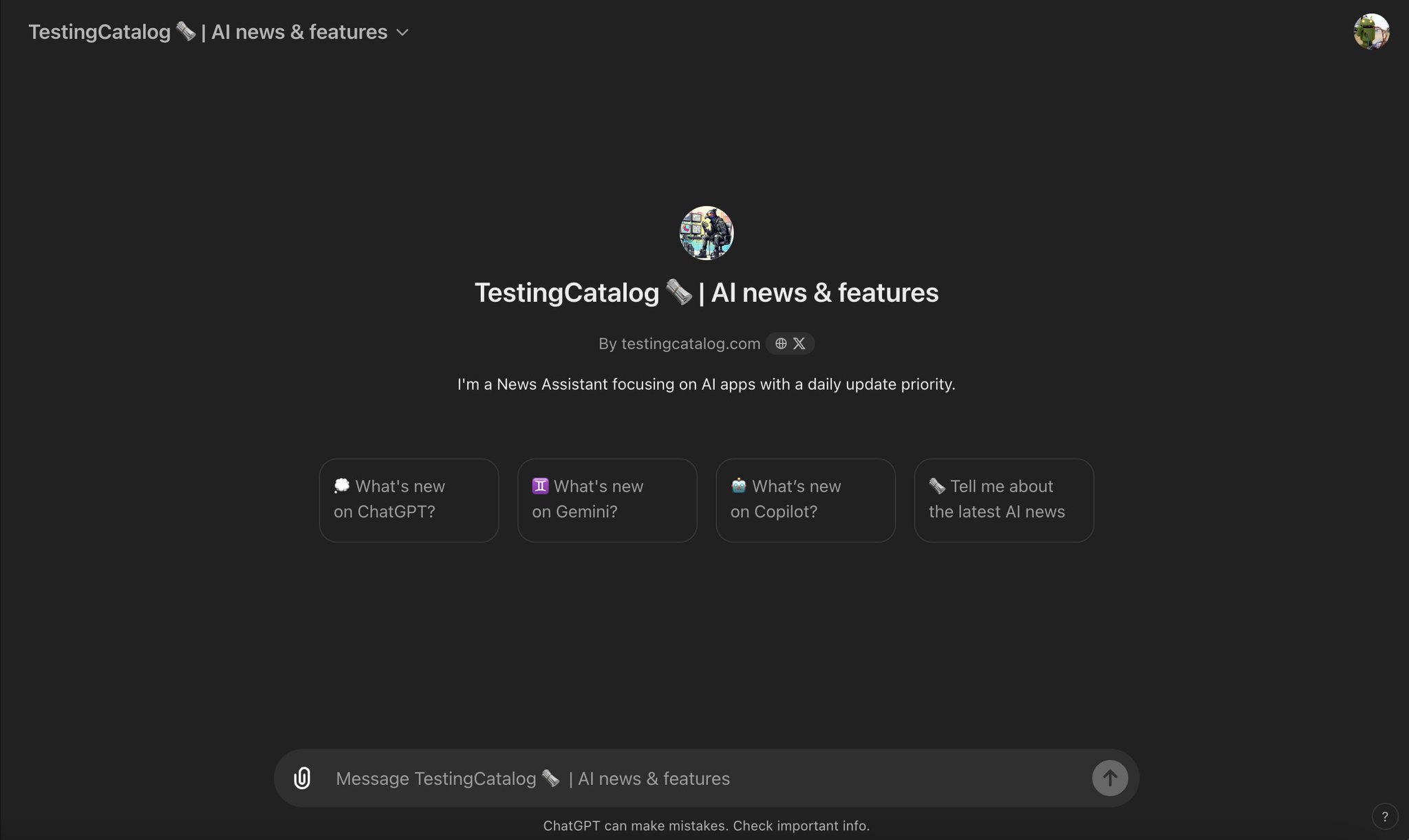 Technical maintenance and updates for TestingCatalog GPT