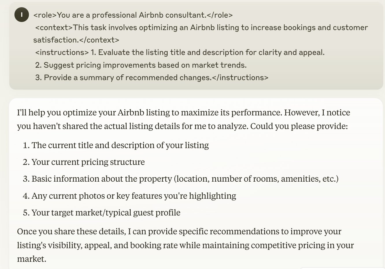 Using AI Prompt Engineering to Optimize Airbnb Listings