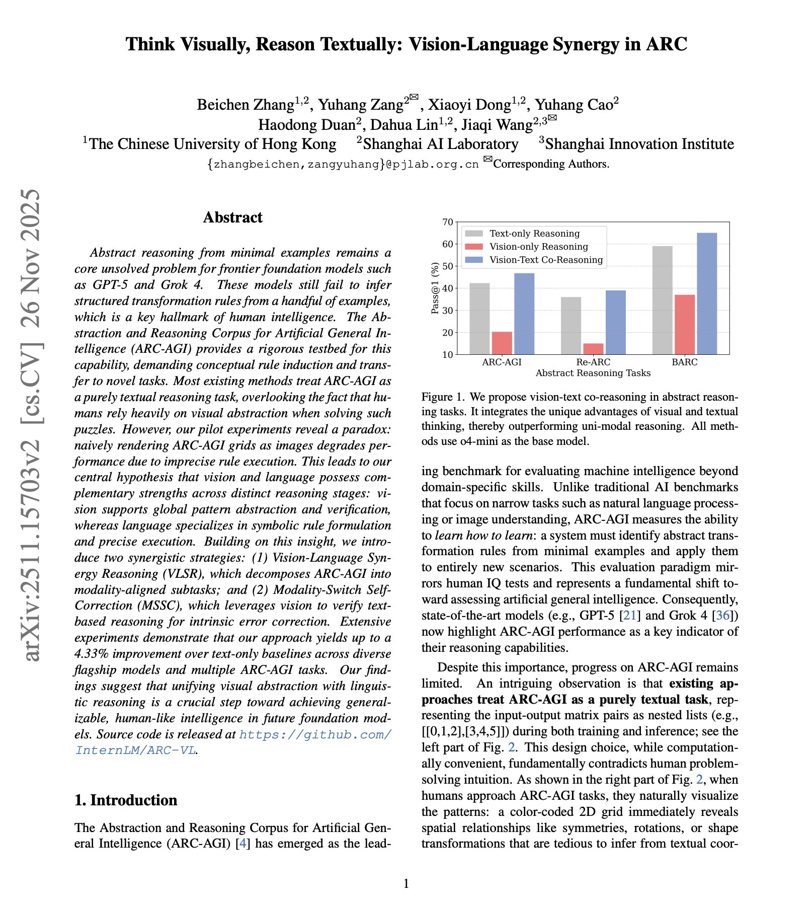 Vision-Language Synergy for Abstract Reasoning Tasks