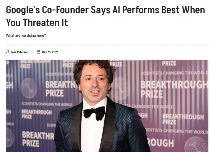 Google Co-Founder Claims AI Performs Best When Threatened