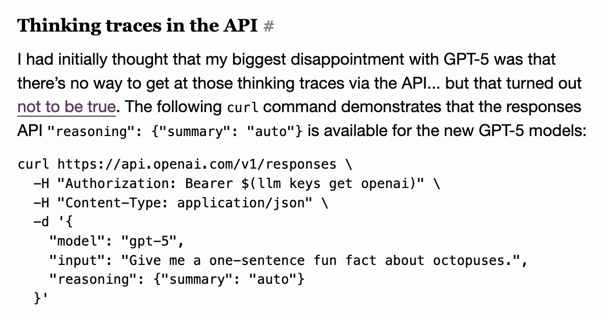 API Reasoning Traces: Getting Summaries with GPT-5