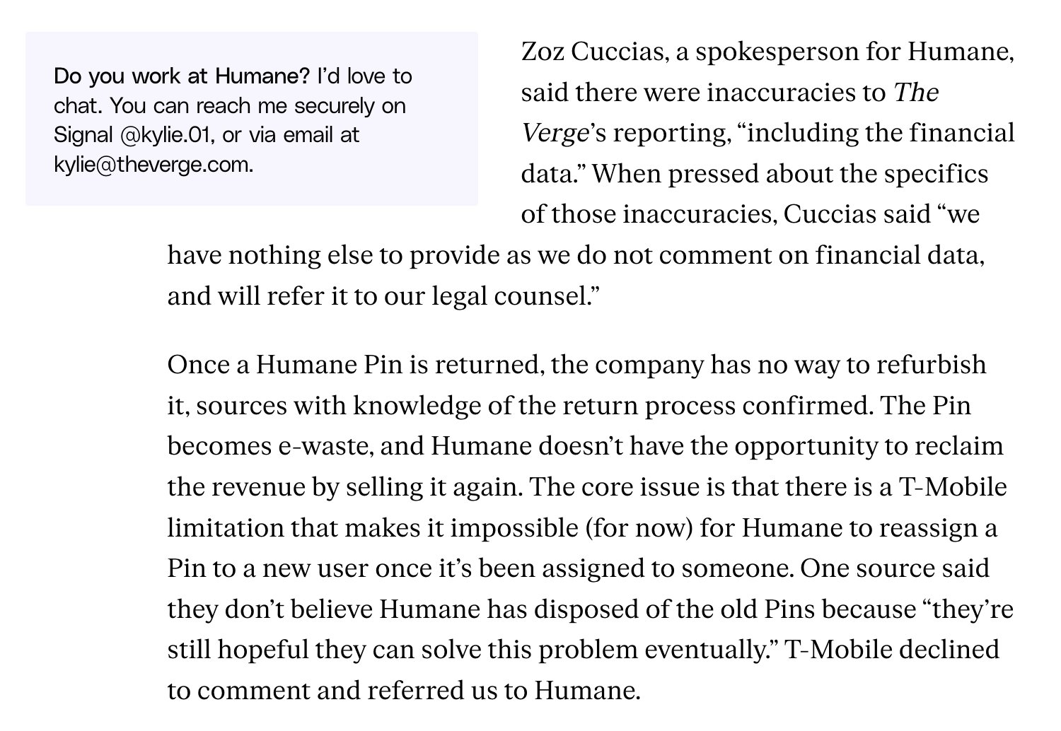 AI Pin Returns Become Instant E-Waste, Company Dodges Questions