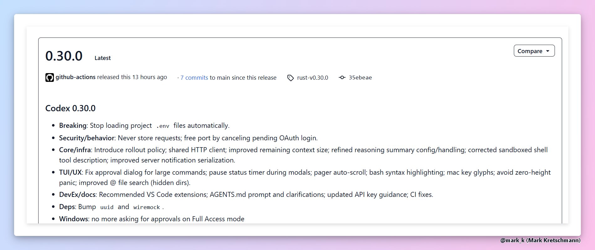 Codex Team Continues Shipping Fast Updates