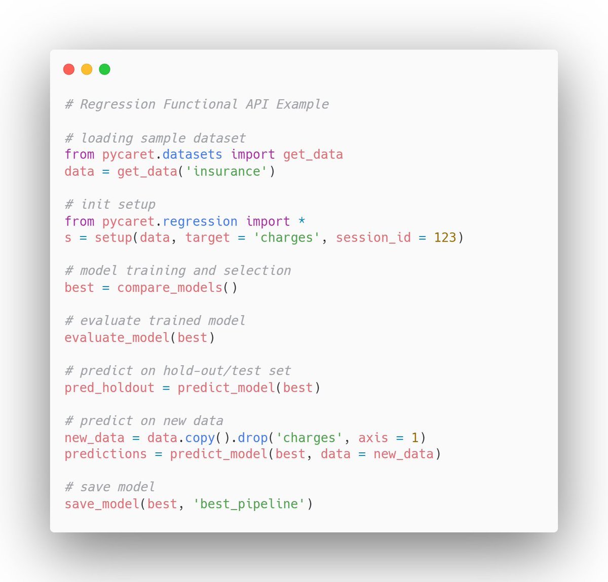 Regression Task Using Pycaret: Load, Setup, Train, Evaluate, Save