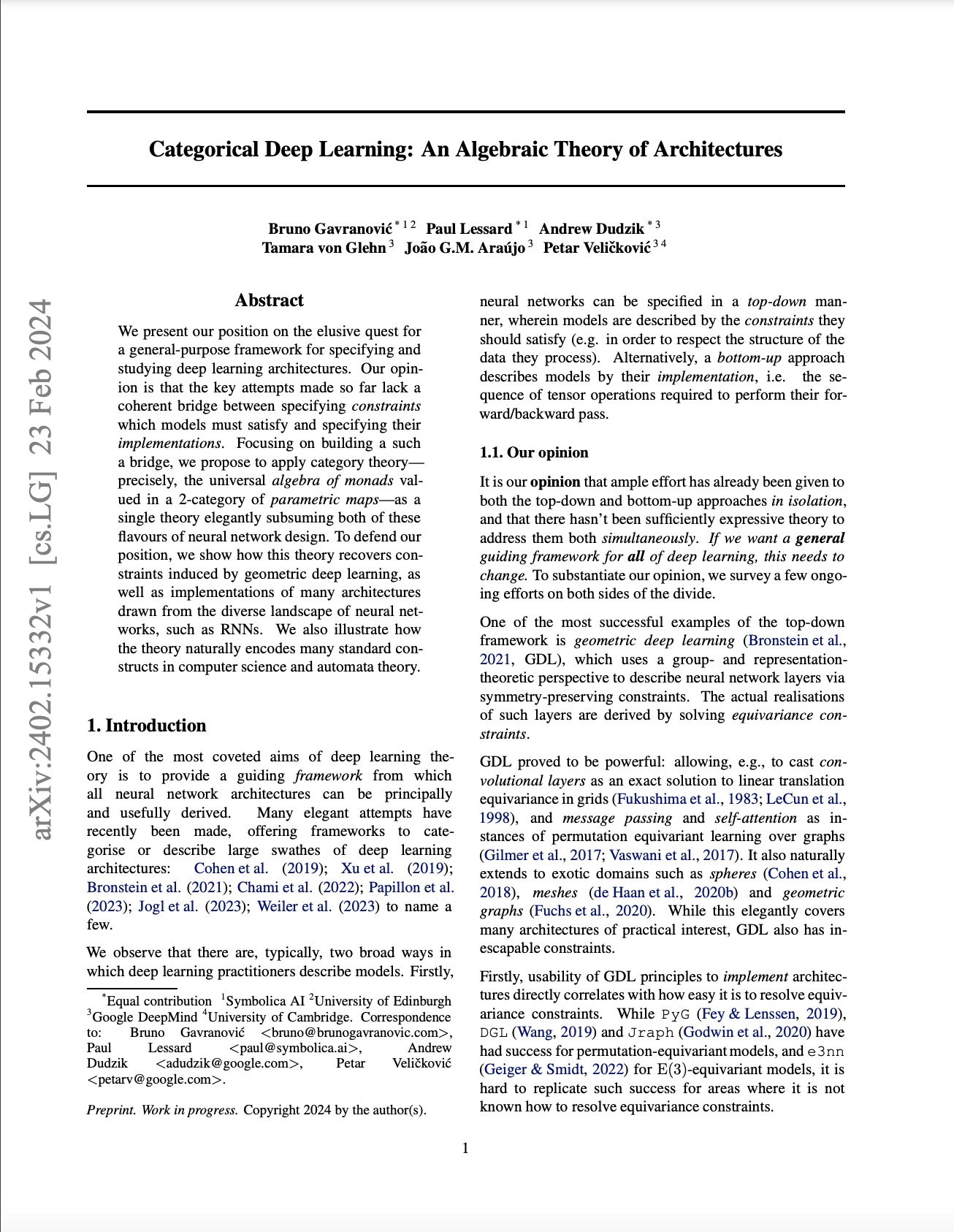 Categorical Deep Learning: Algebraic Theory of Architectures