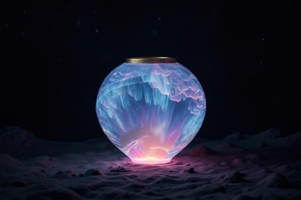 AI Reimagines Vase in Colorful Aurora Style