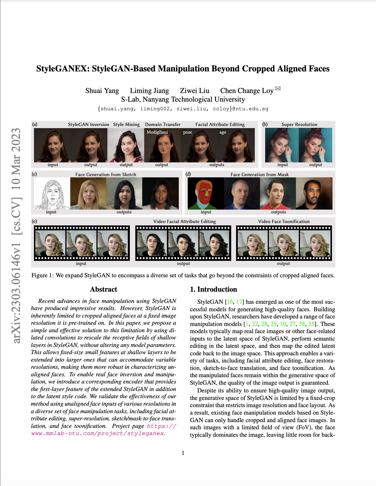 StyleGANEX: Advanced Face Manipulation with StyleGAN Technology