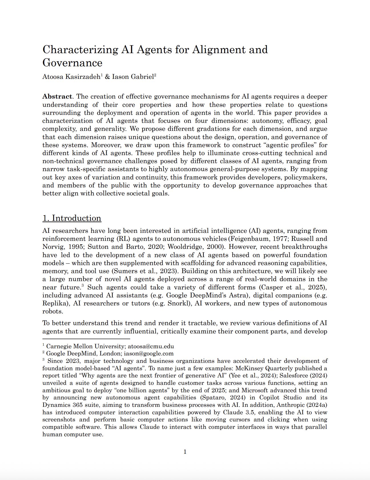 Characterizing AI Agents for Alignment and Governance