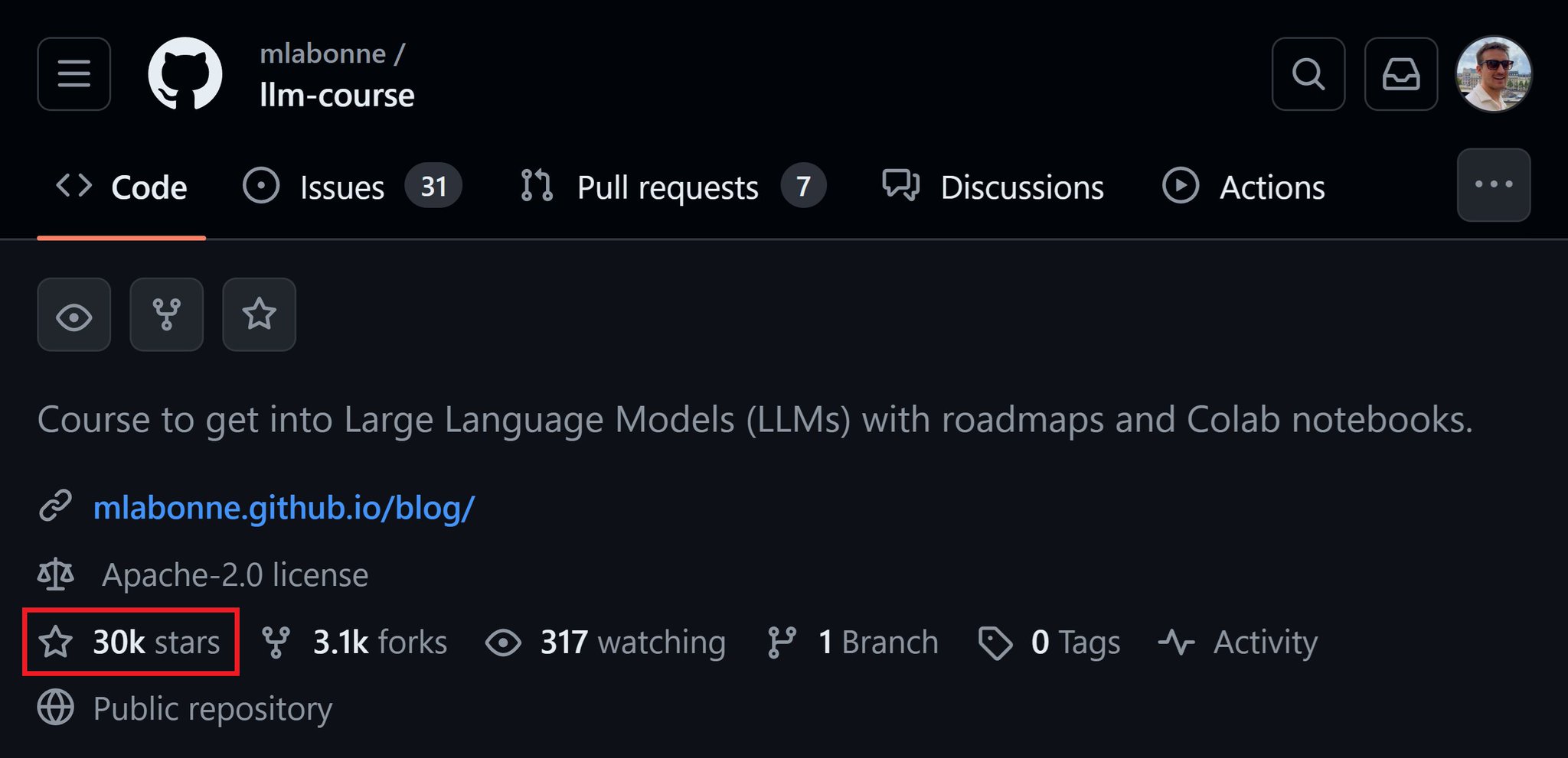 LLM Course Reaches 30k Stars on GitHub