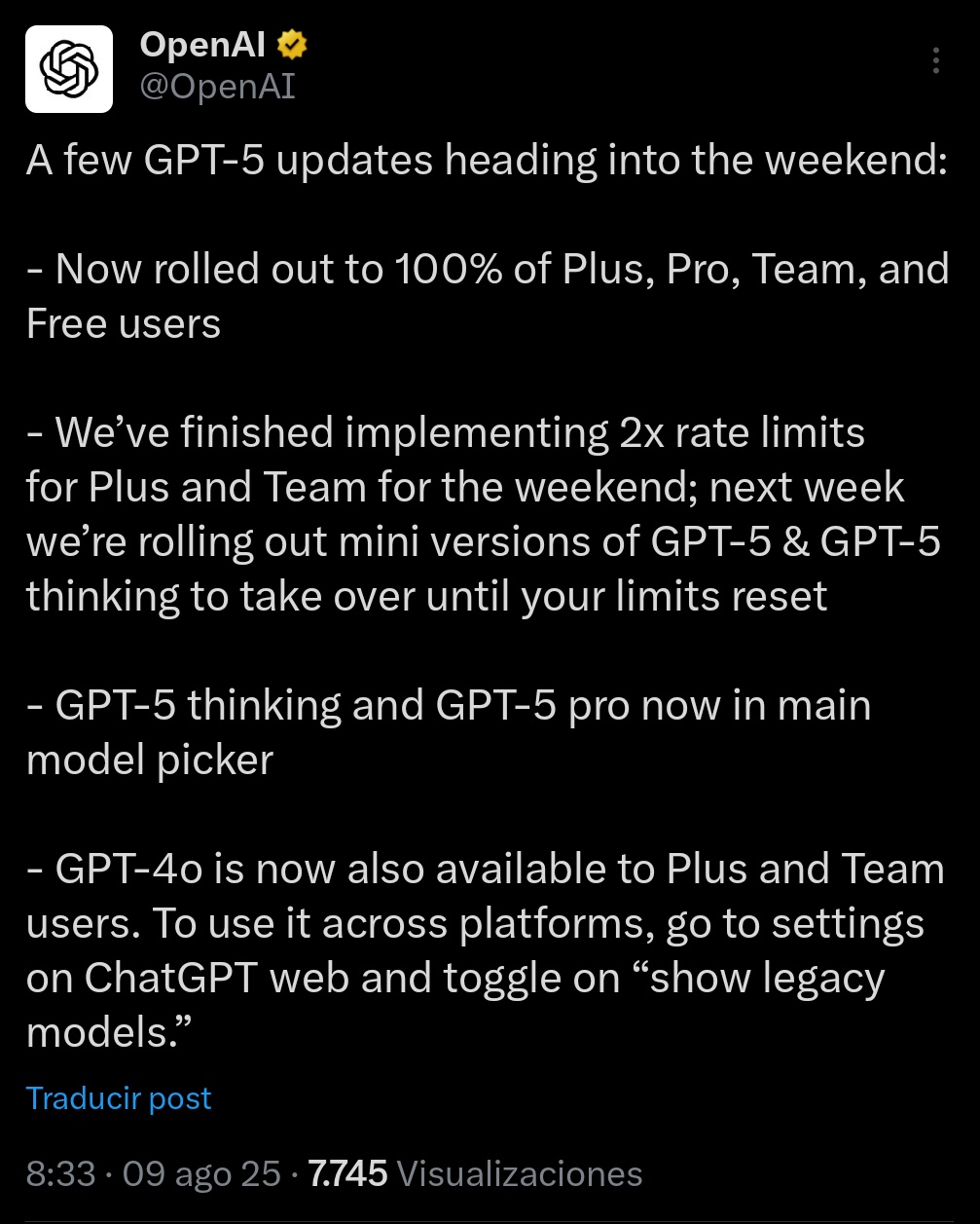 OpenAI Releases GPT-4o Updates and Expanded Usage Limits