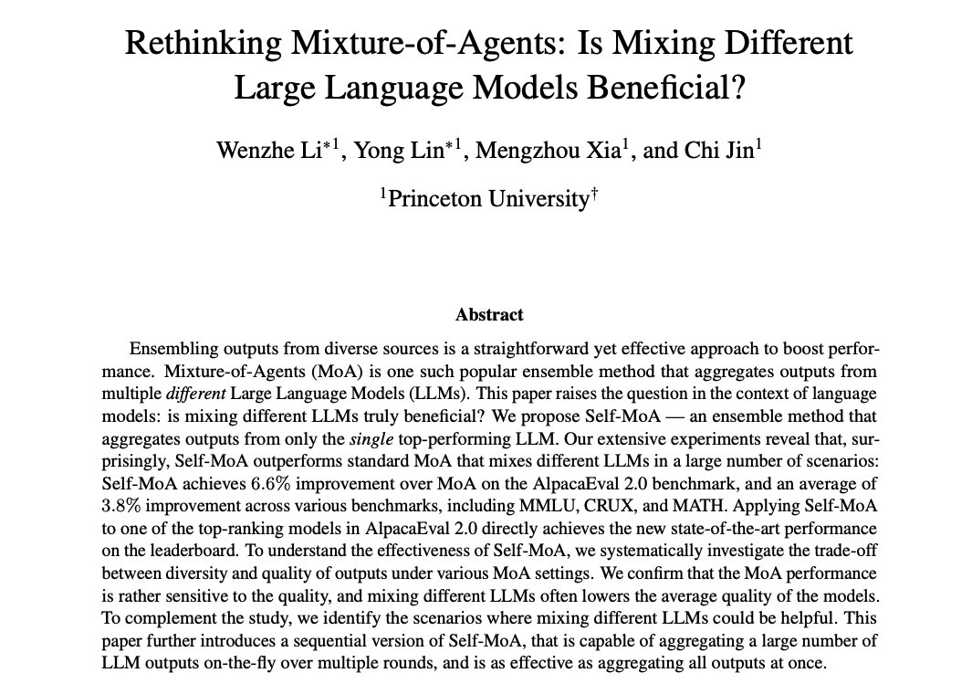 Self-MoA: Single Model Ensembles Outperform Multi-Model Mixtures