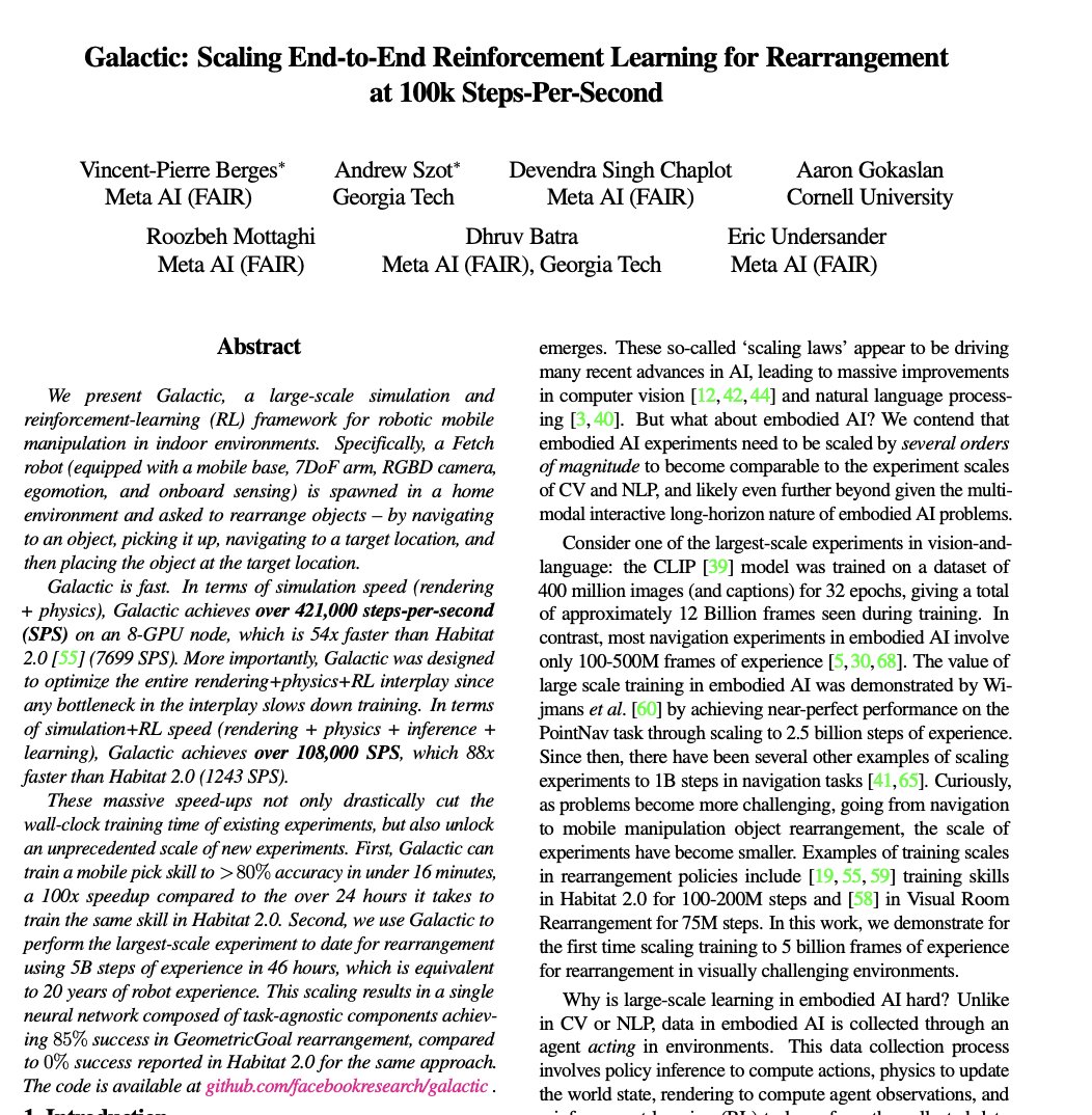 Galactic: Scaling End-to-End Reinforcement Learning for Robotic Rearrangement