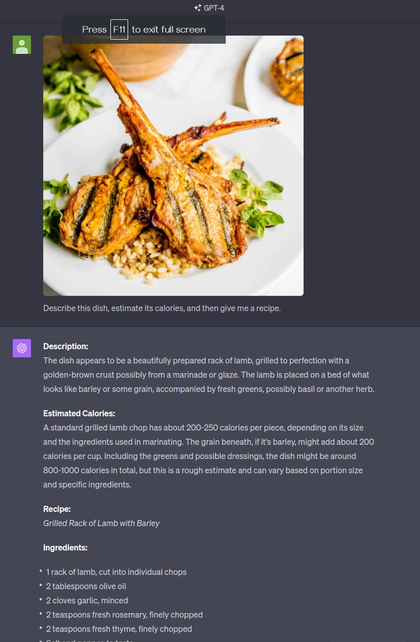 GPT-4 Vision Converts Food Photos into Recipes
