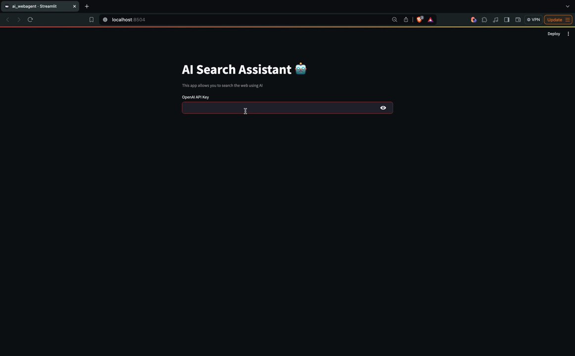 Streamlit Web Agent Application Demo