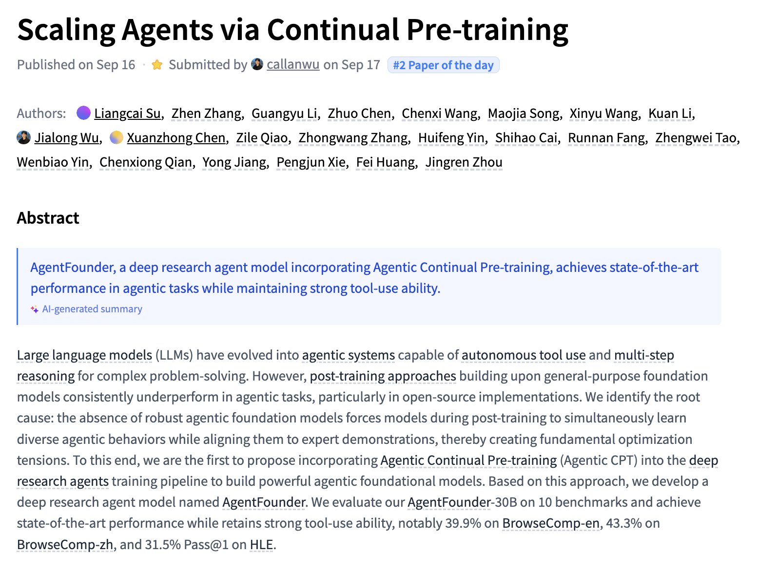 Scaling Agents via Continual Pre-training