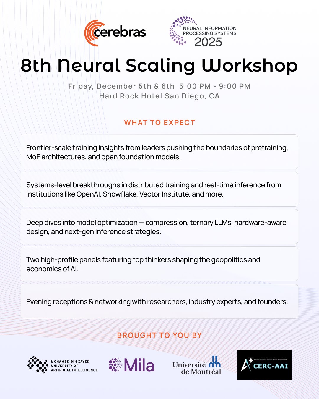 Cerebras Co-hosts 8th Neural Scaling Workshop at NeurIPS 2025