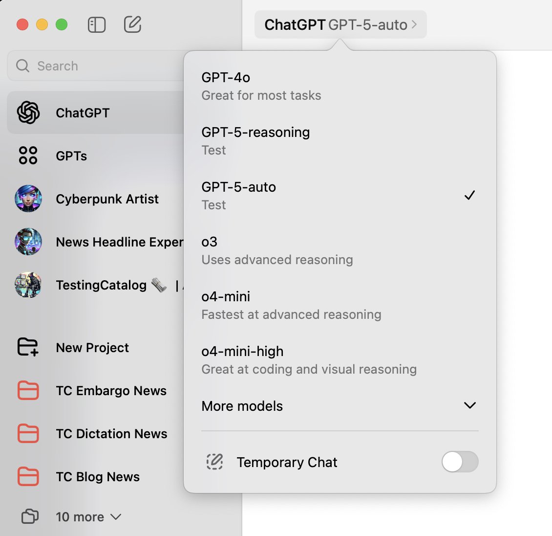 GPT-5 Models Spotted in macOS ChatGPT App