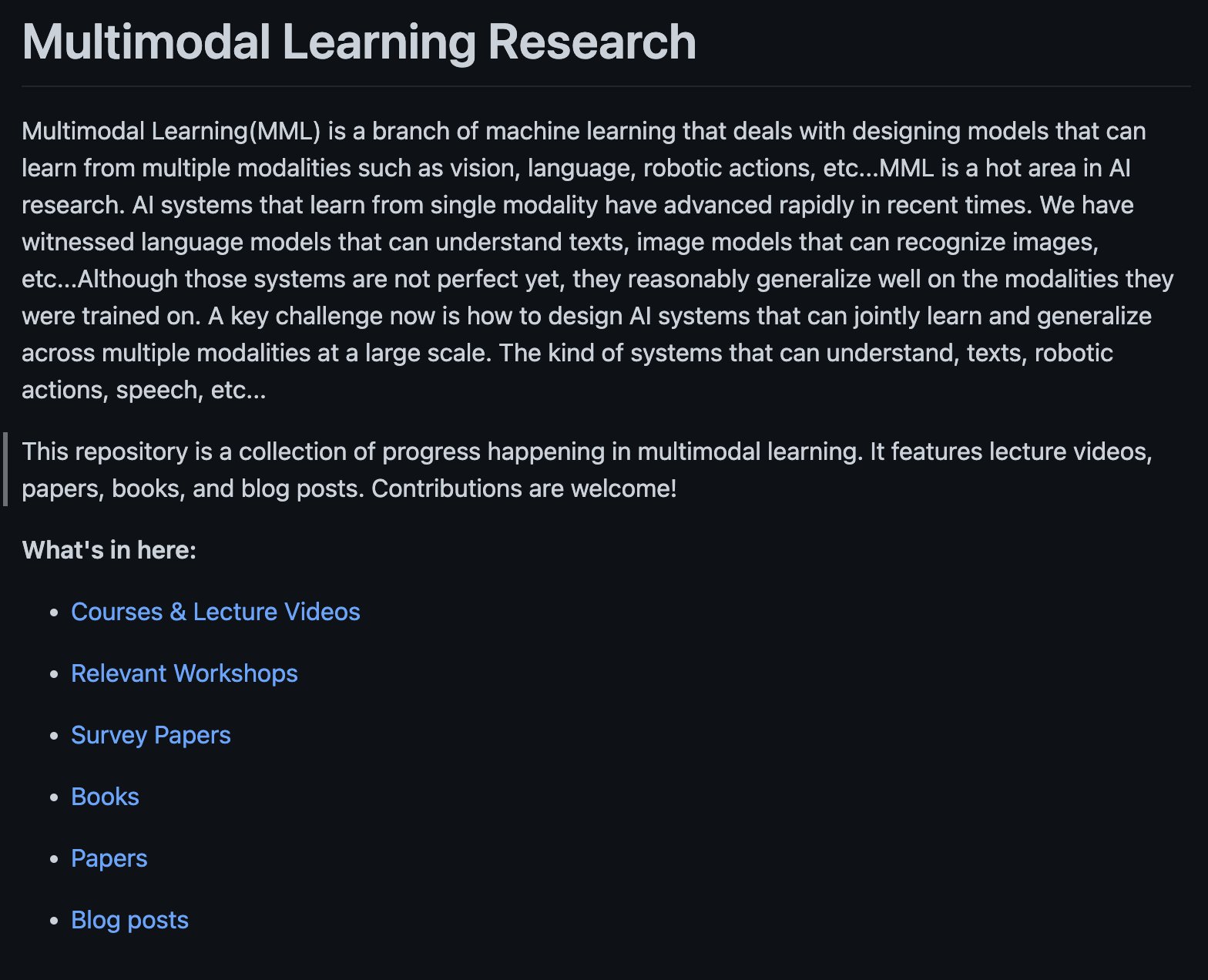 Multimodal Learning Research: Upcoming Resource Collection