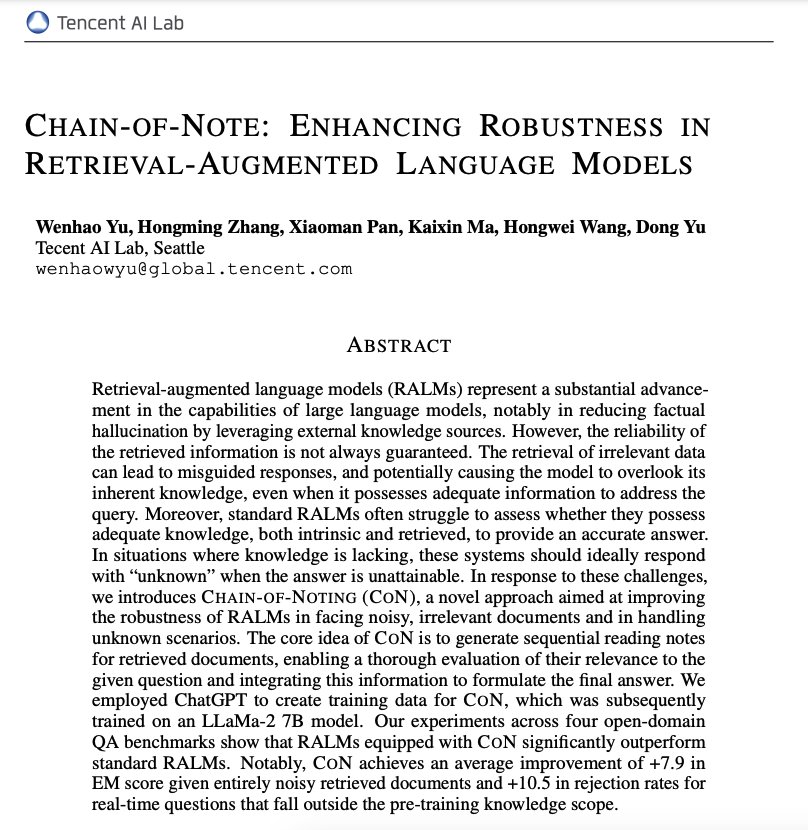 Chain-of-Note Improves RAG Model Robustness Against Noisy Documents