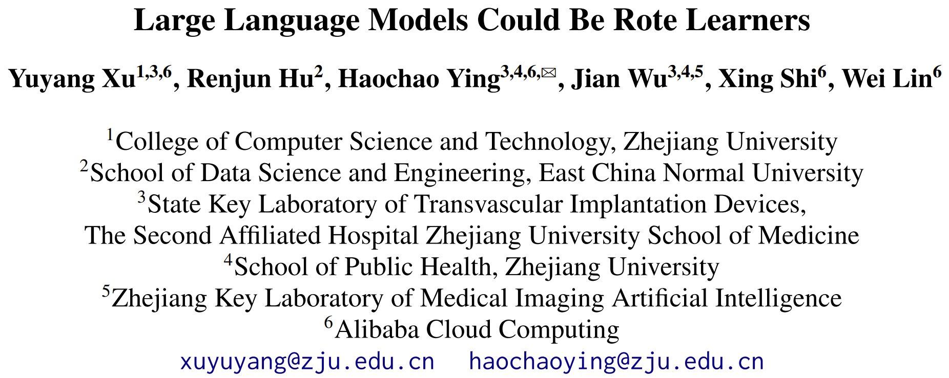 Large Language Models May Be Rote Learners, Not Understanding