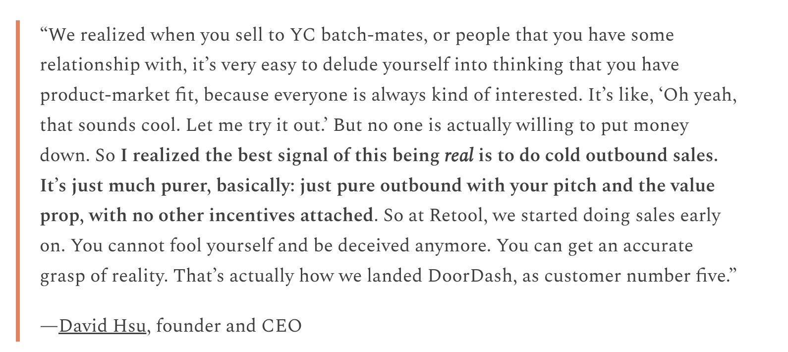 Cold Outbound as Purest Signal for Startup Idea Validation