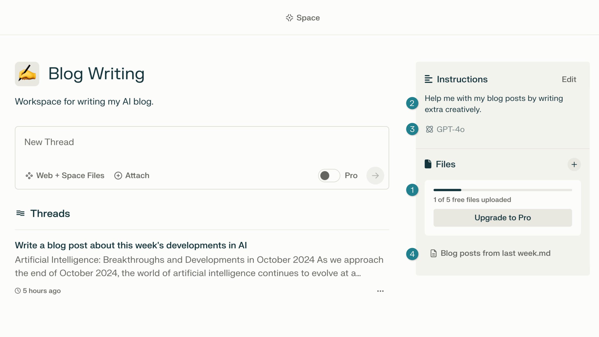 Spaces AI Platform Releases Updates File Upload Custom Instructions