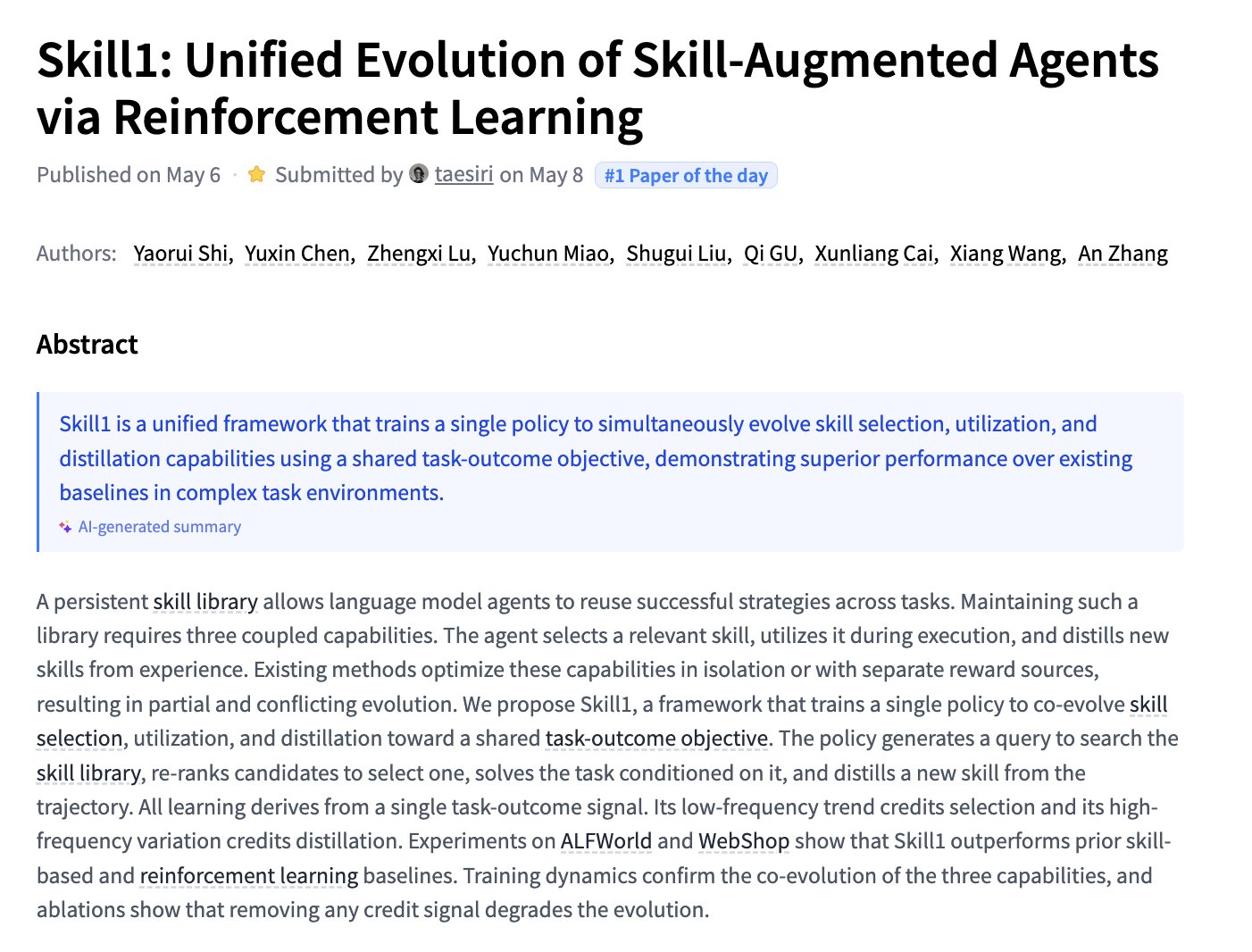 Unified Evolution of AI-Augmented Agents via Reinforcement Learning
