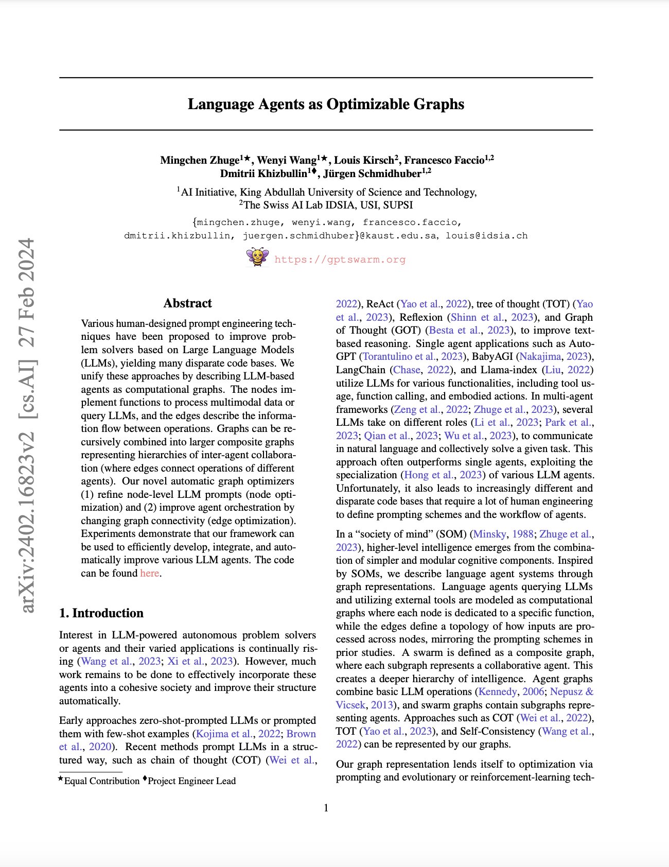 Language Agents as Optimizable Graphs Research