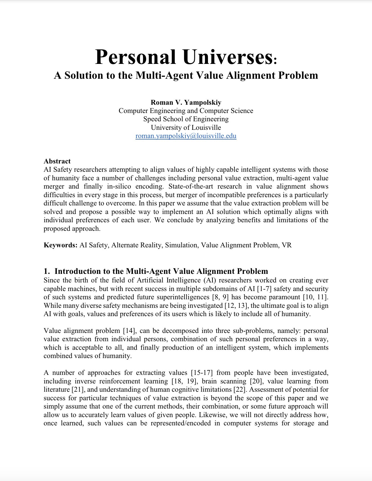 Personal Universes: Solution to Multi-Agent Value Alignment