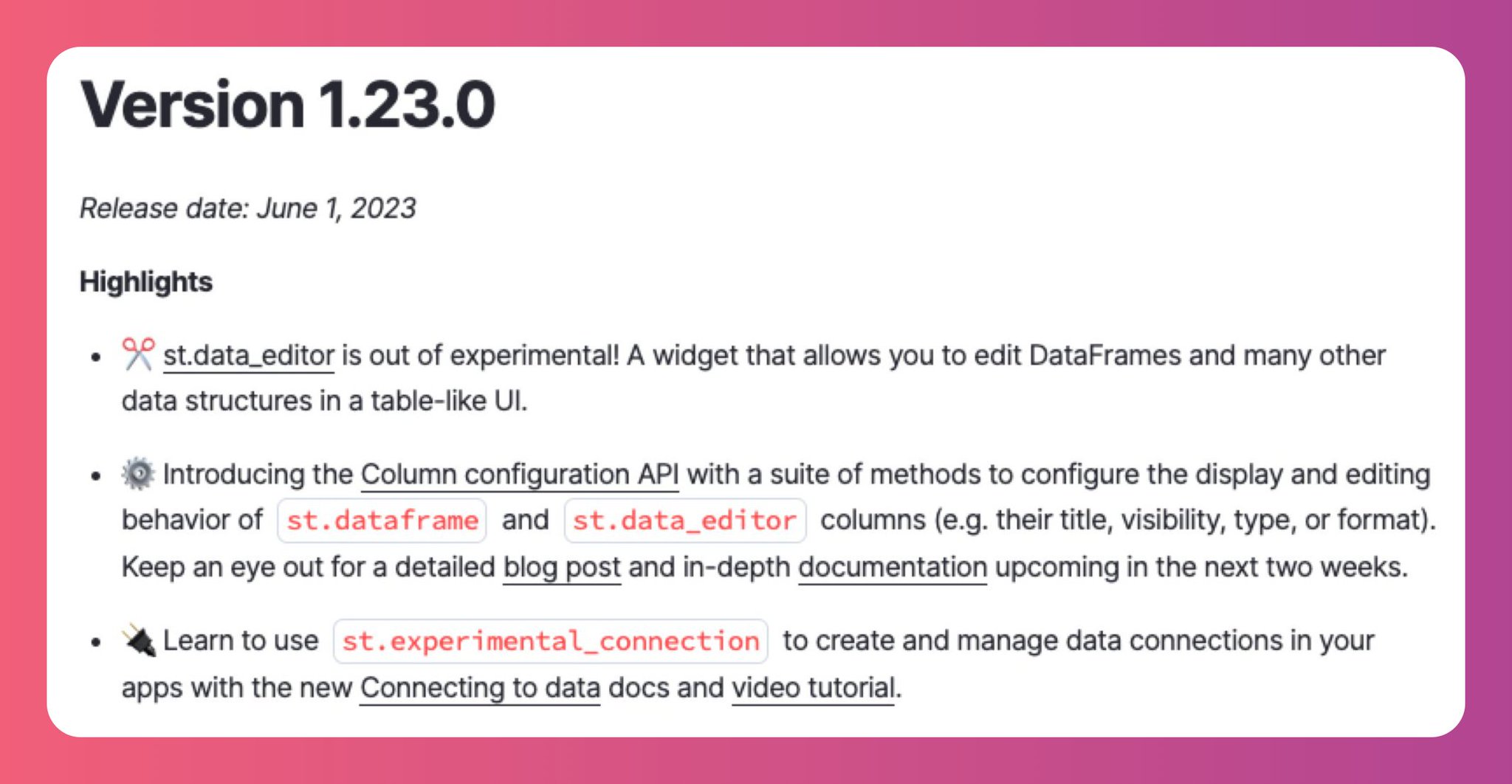 Streamlit Version 1.23.0 Release Full Changes List