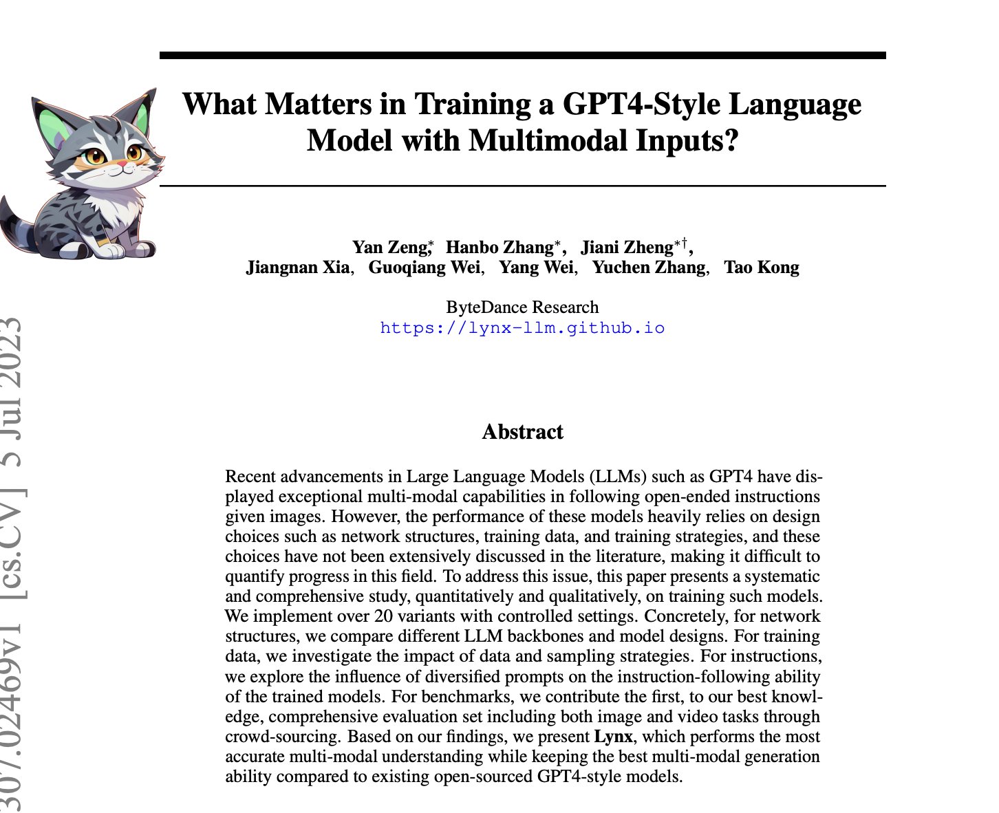 Training GPT-4 Style Language Models with Multimodal Inputs