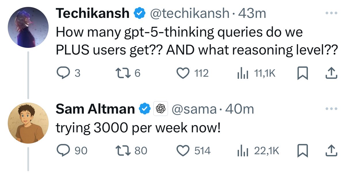 OpenAI Plus Tier Now Includes 3k Weekly Reasoning Queries